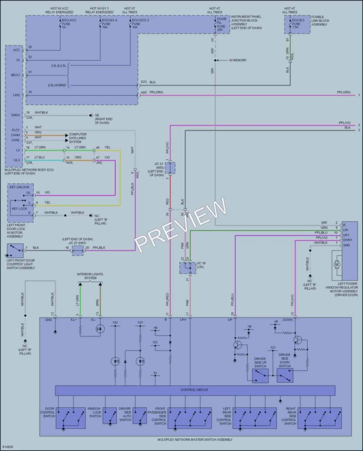 2023 Lexus ES350 Power Windows wiring diagram preview
