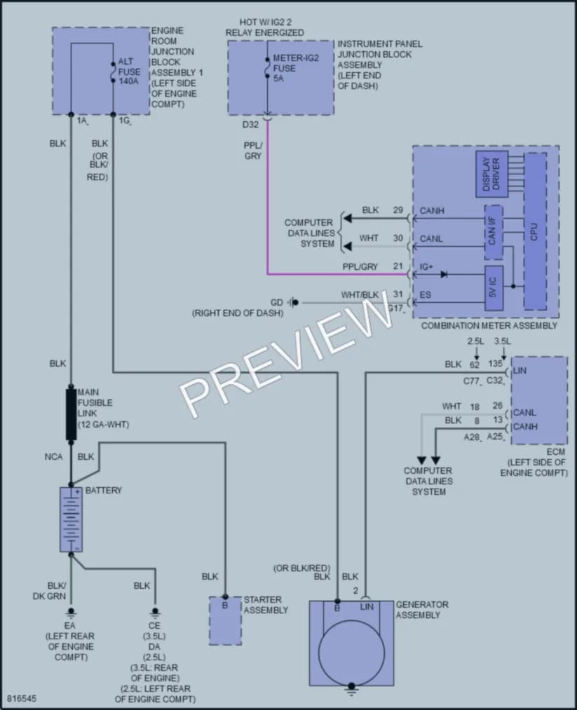 2023 Lexus ES350 Starting Charging wiring diagram preview