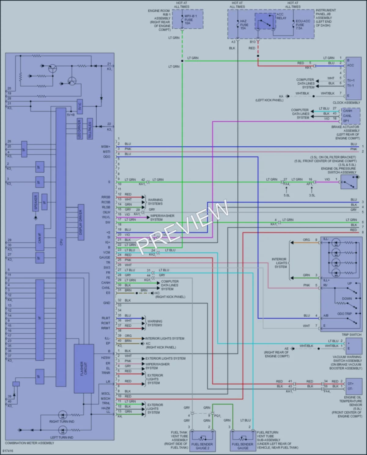 2023 Lexus IS300 Instrument Cluster wiring diagram preview