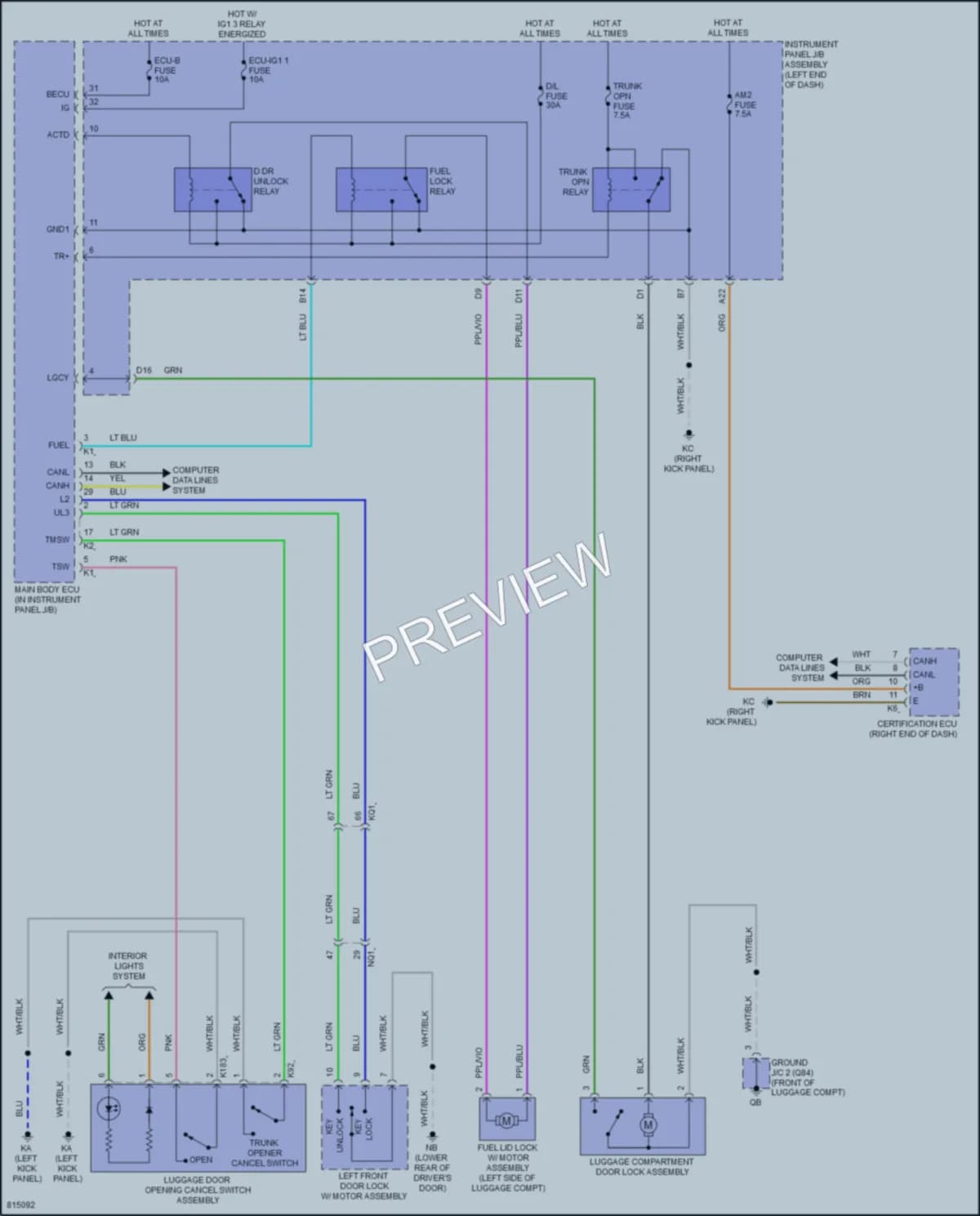 2023 Lexus IS300 Trunk Tailgate Fuel Door wiring diagram preview