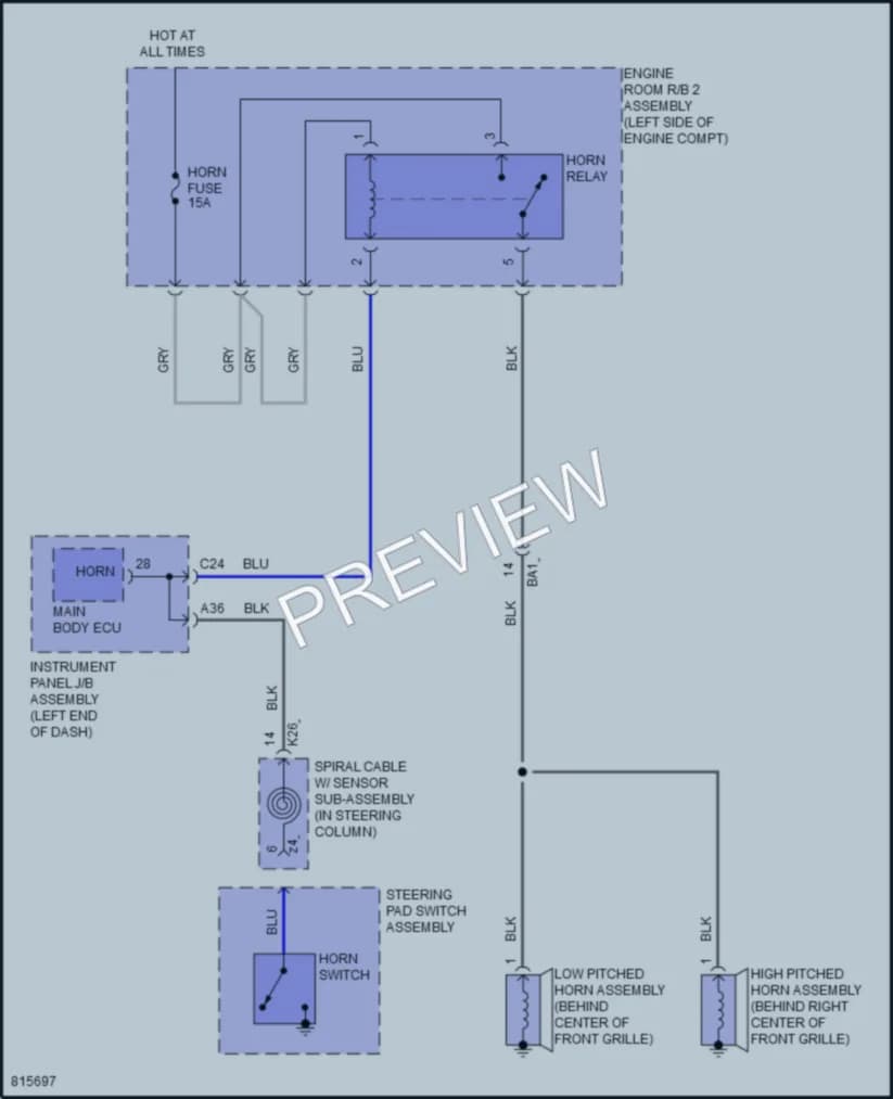 2023 Lexus IS350 Horn wiring diagram preview
