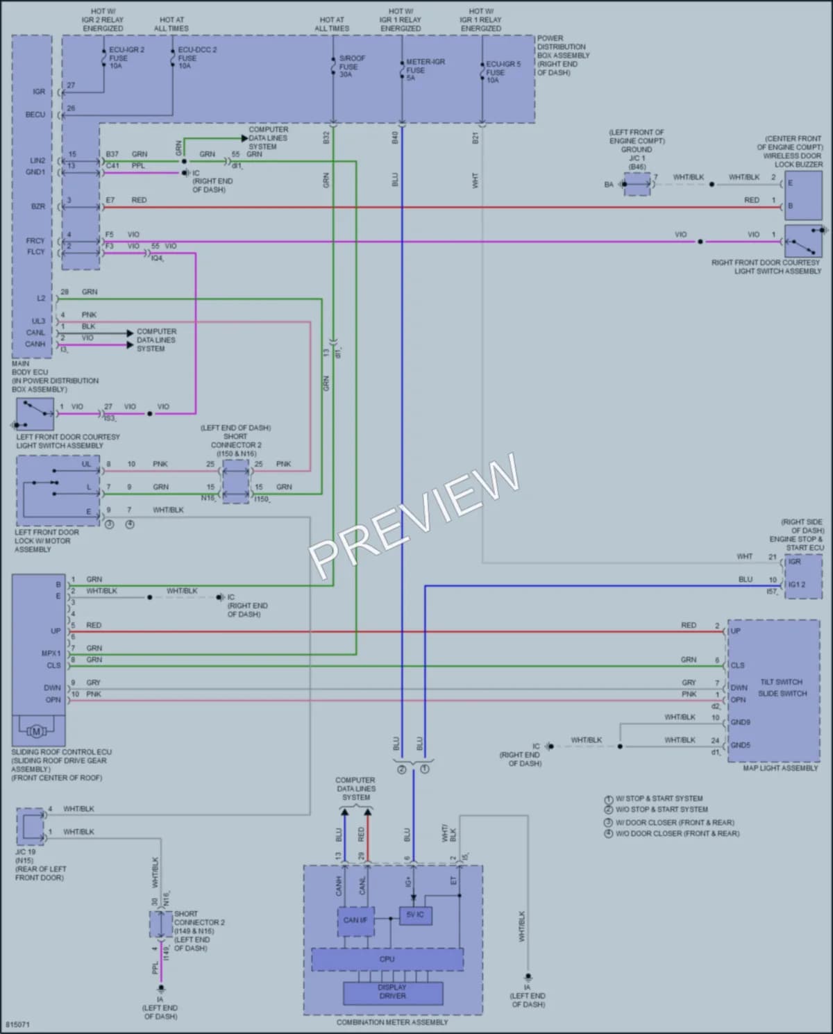 2023 Lexus LX600 Power Top Sunroof wiring diagram preview