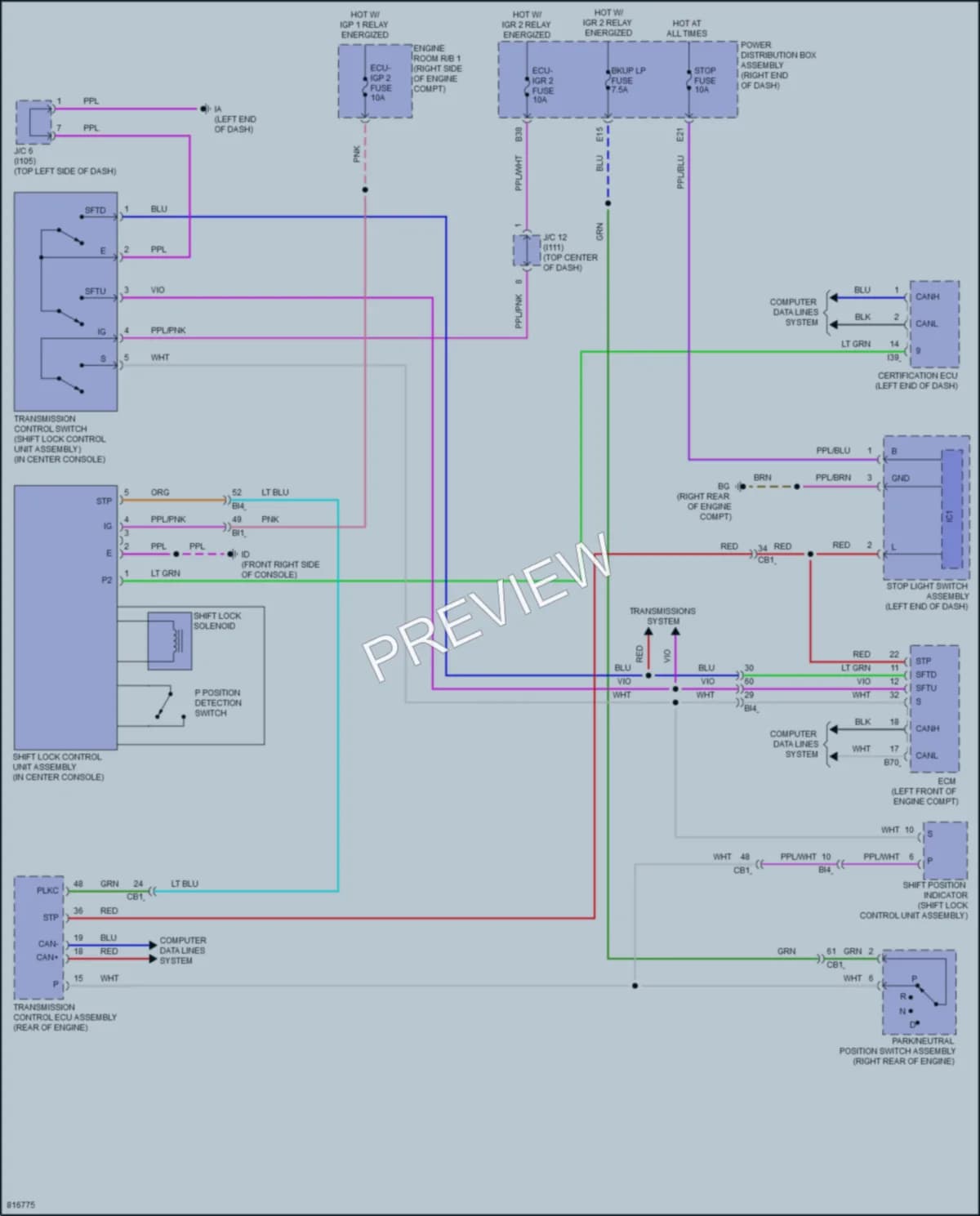 2023 Lexus LX600 Shift Interlock wiring diagram preview