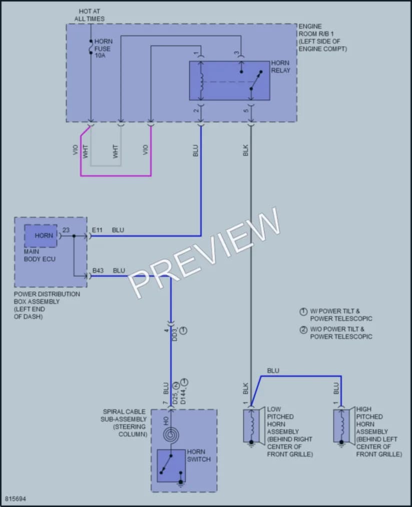 2023 Lexus NX250 Horn wiring diagram preview