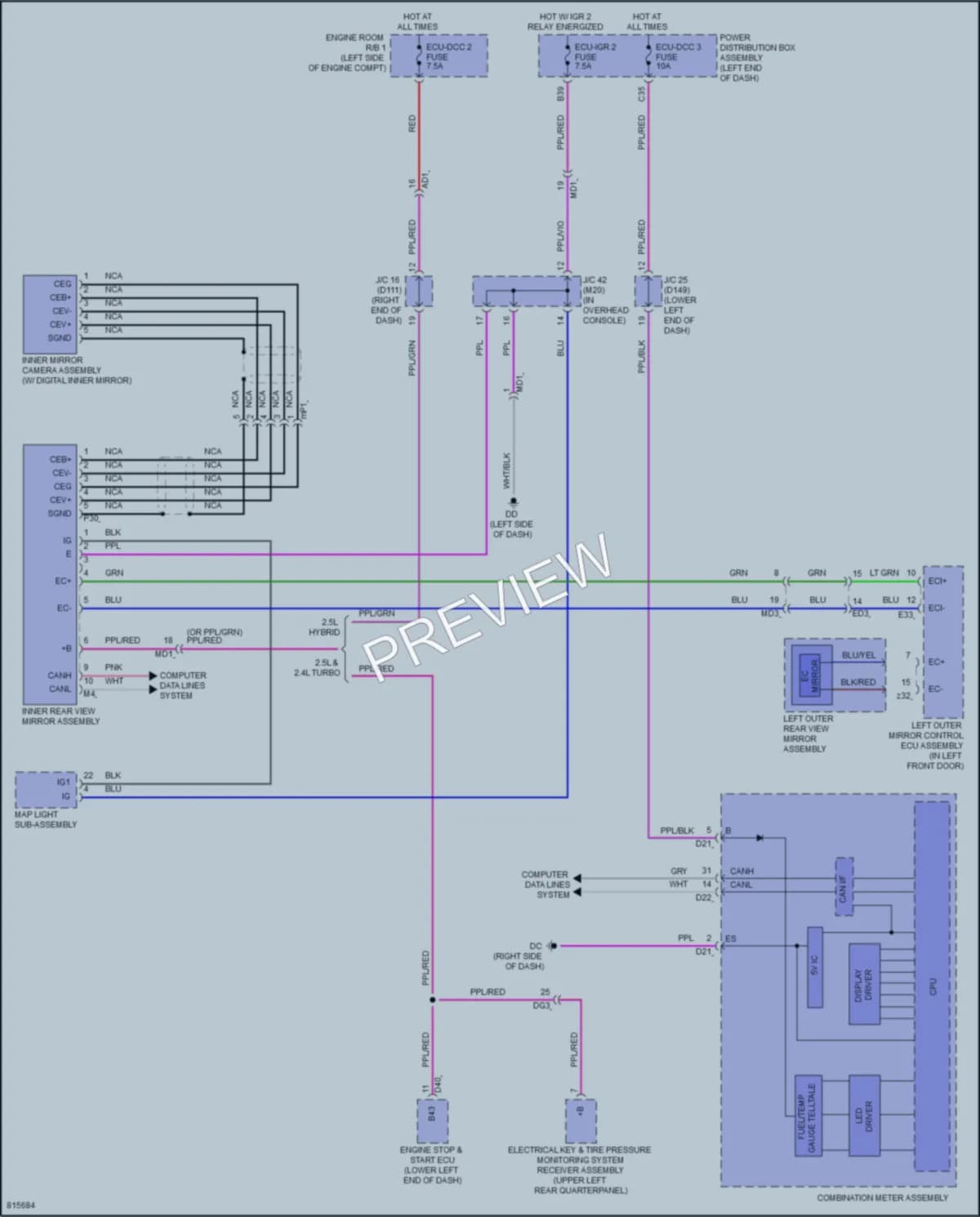 2023 Lexus NX250 Power Mirrors wiring diagram preview