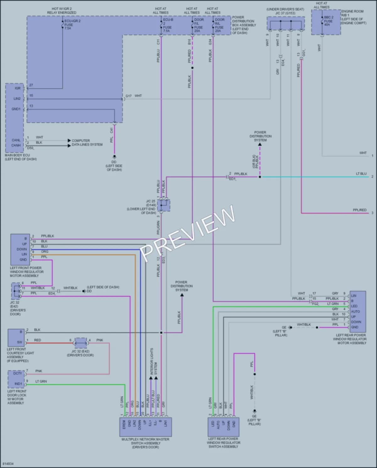 2023 Lexus NX350h Power Windows wiring diagram preview
