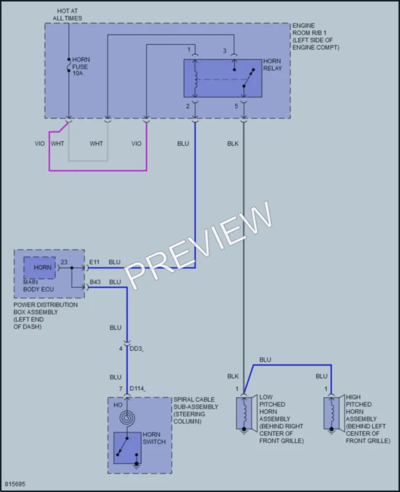 2023 Lexus NX450h Horn wiring diagram preview