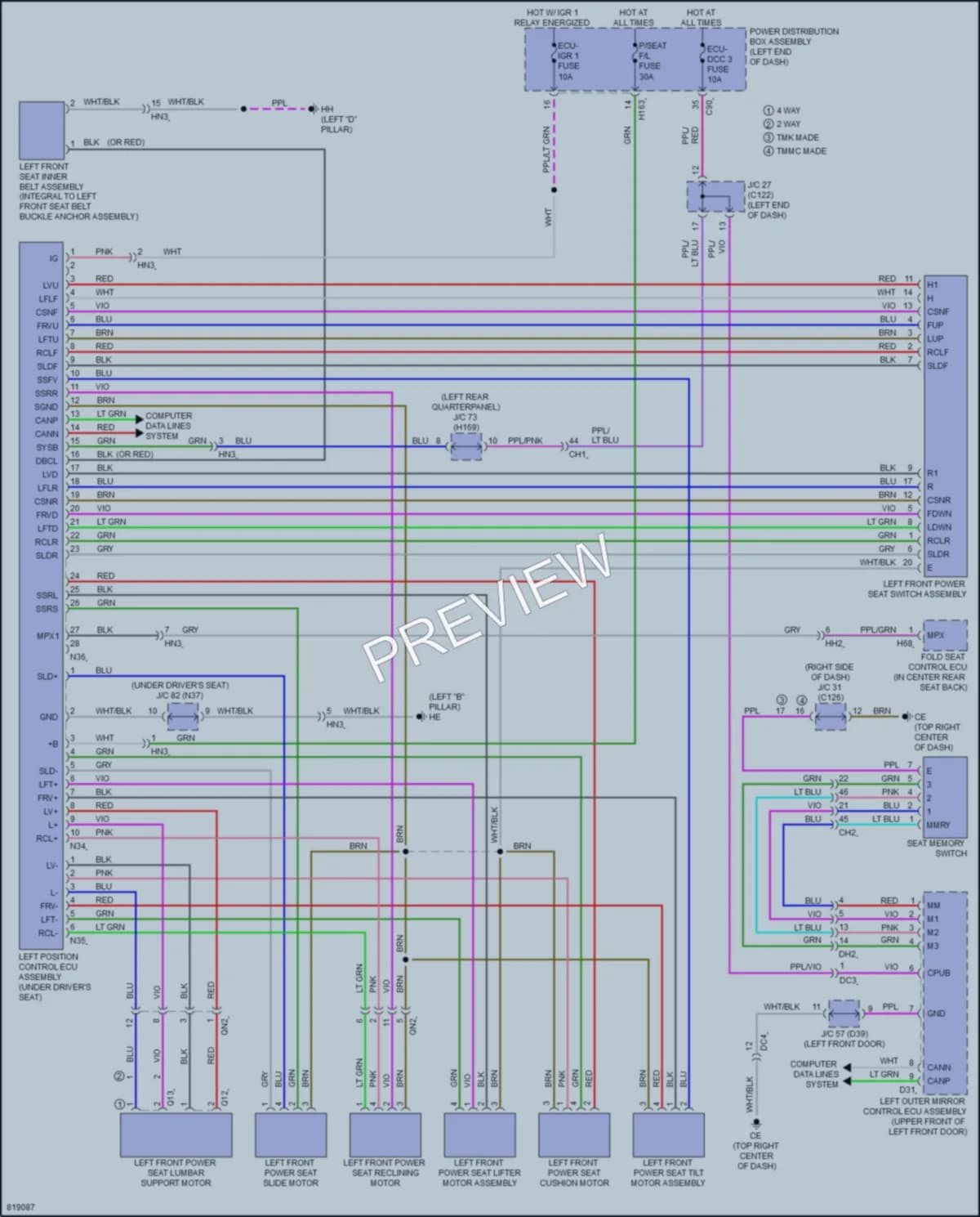 2023 Lexus RX350h Memory Systems wiring diagram preview