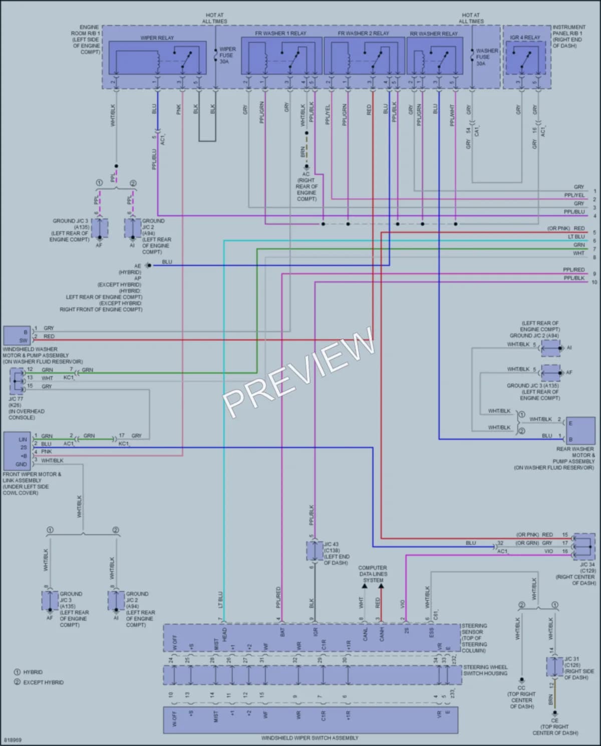 2023 Lexus RX350h Wiper Washer wiring diagram preview