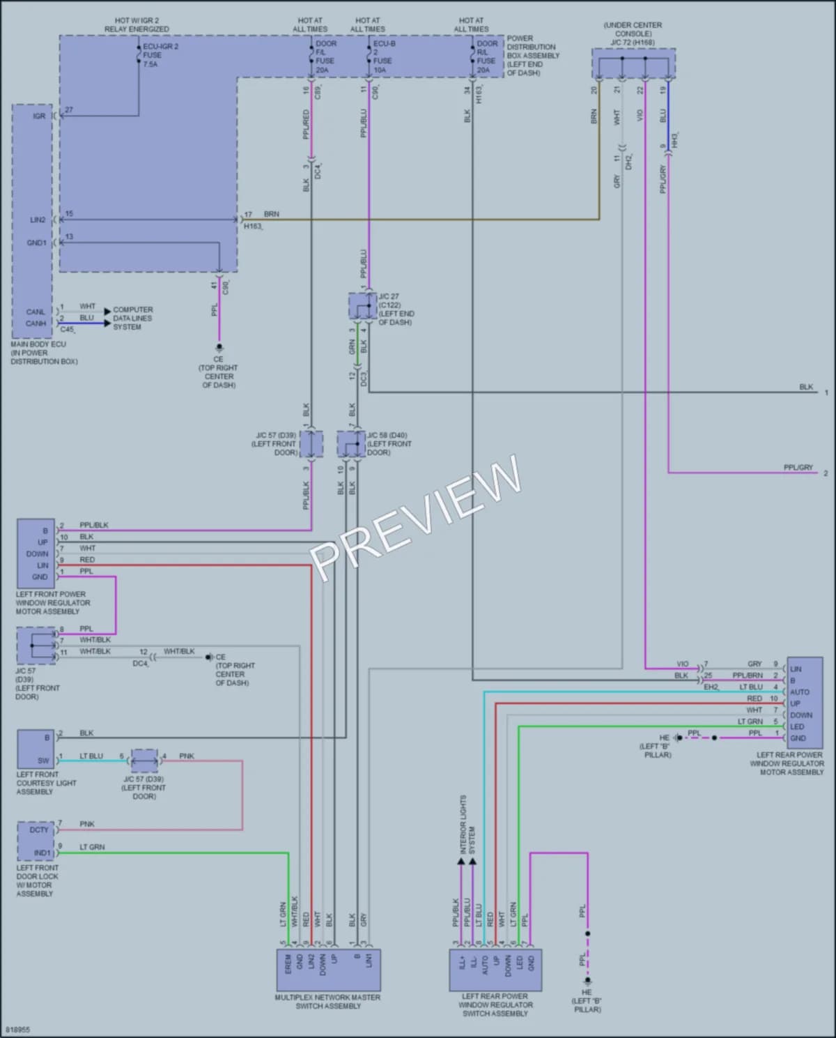 2023 Lexus RX500h Power Windows wiring diagram preview