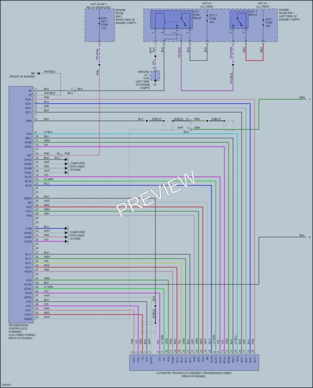 2023 Lexus RX500h Transmission wiring diagram preview