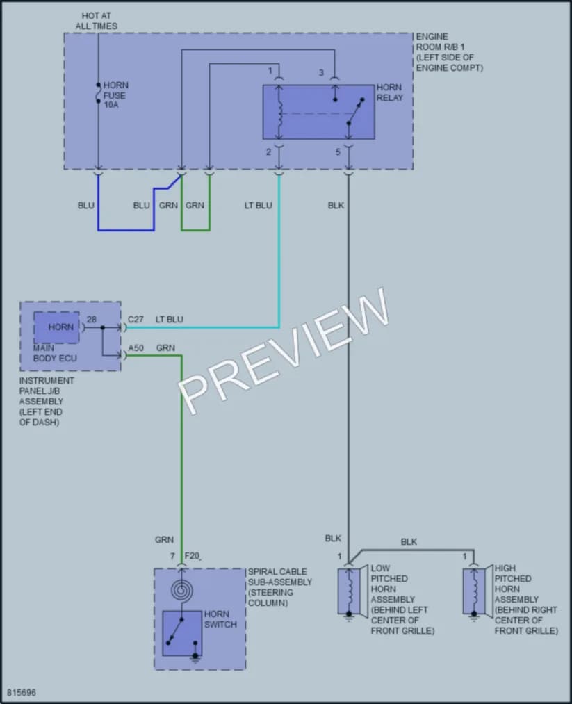 2023 Lexus UX250h Horn wiring diagram preview