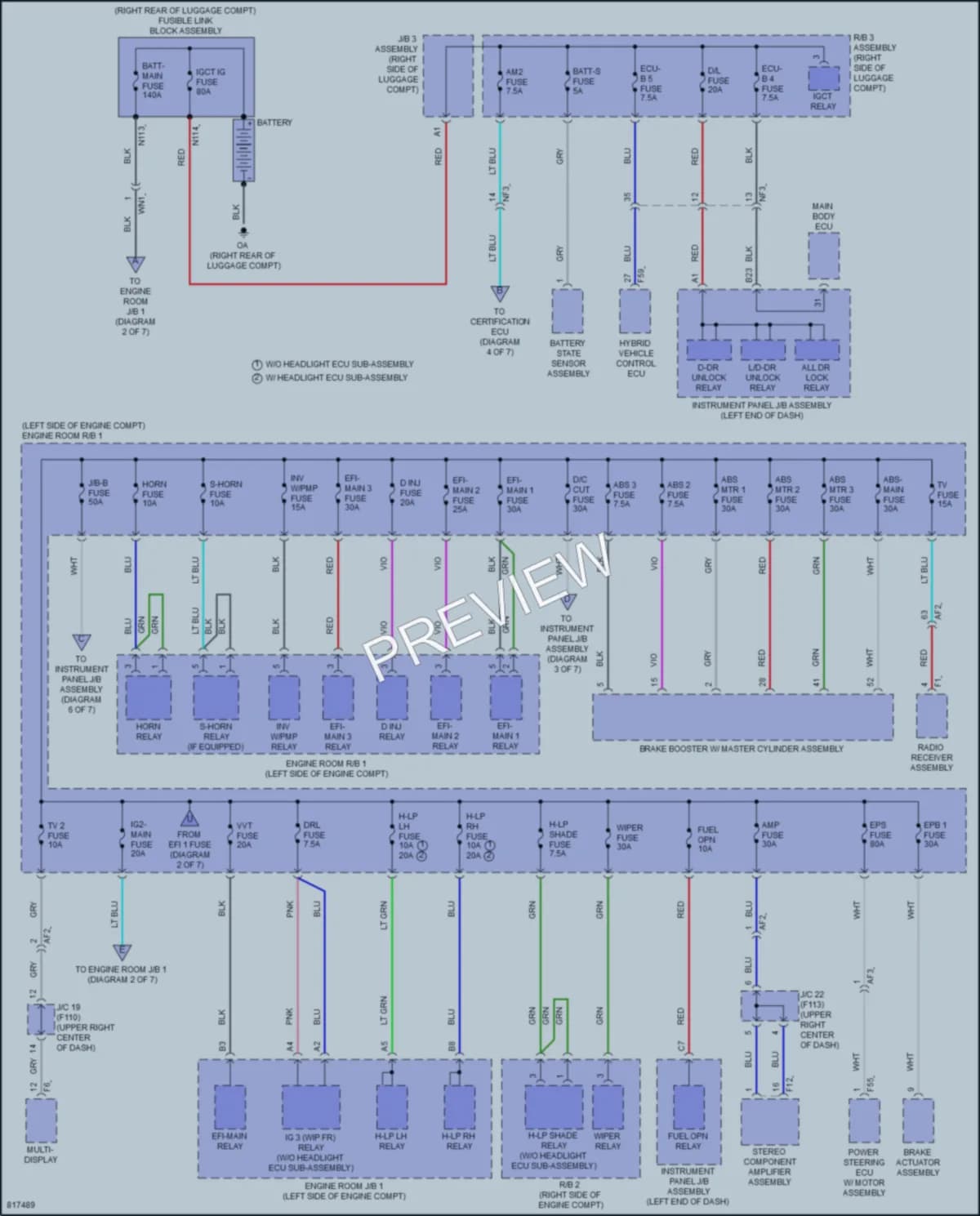 2023 Lexus UX250h Power Distribution wiring diagram preview