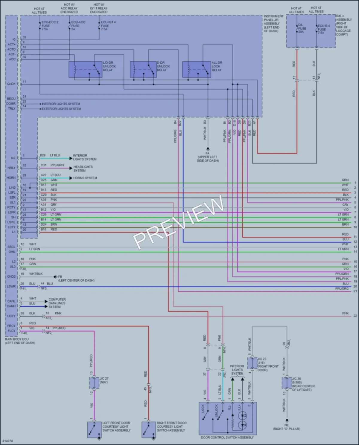 2023 Lexus UX250h Power Door Locks wiring diagram preview