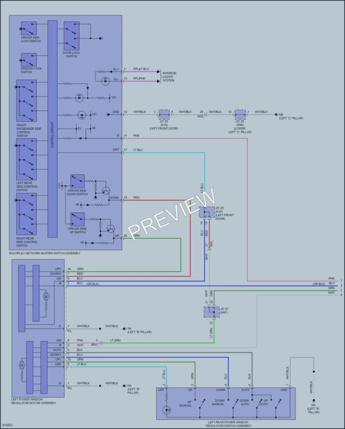 2023 Lexus UX250h Power Windows wiring diagram preview