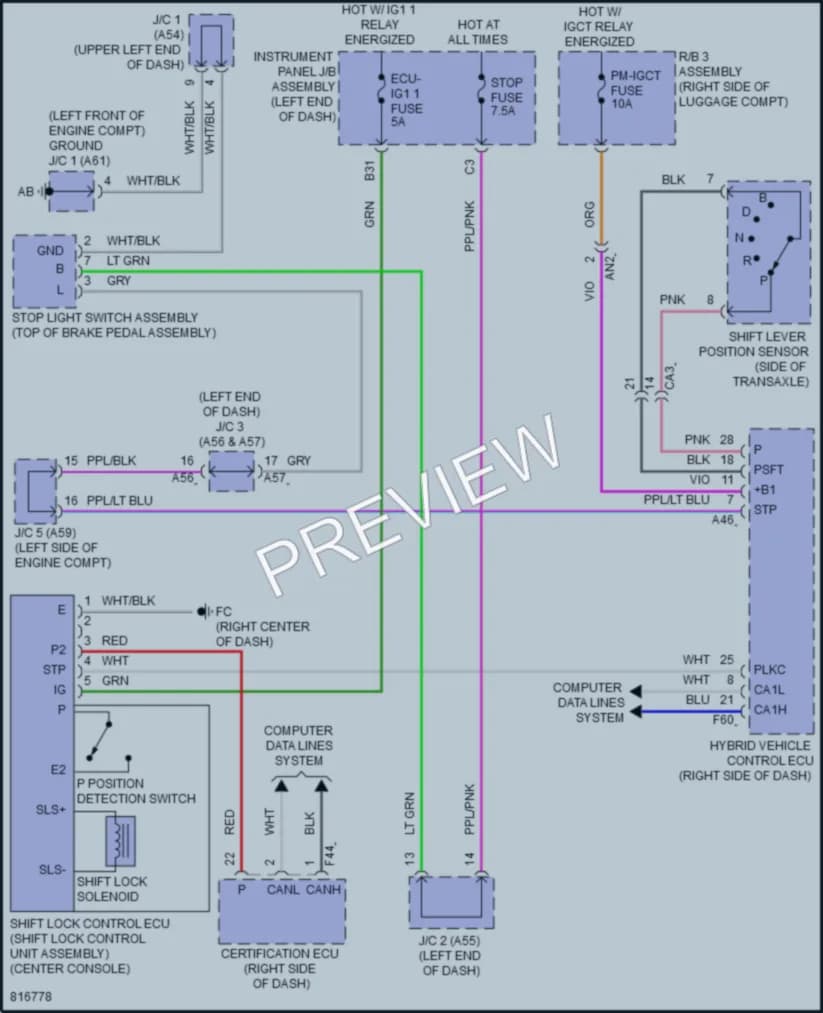 2023 Lexus UX250h Shift Interlock wiring diagram preview