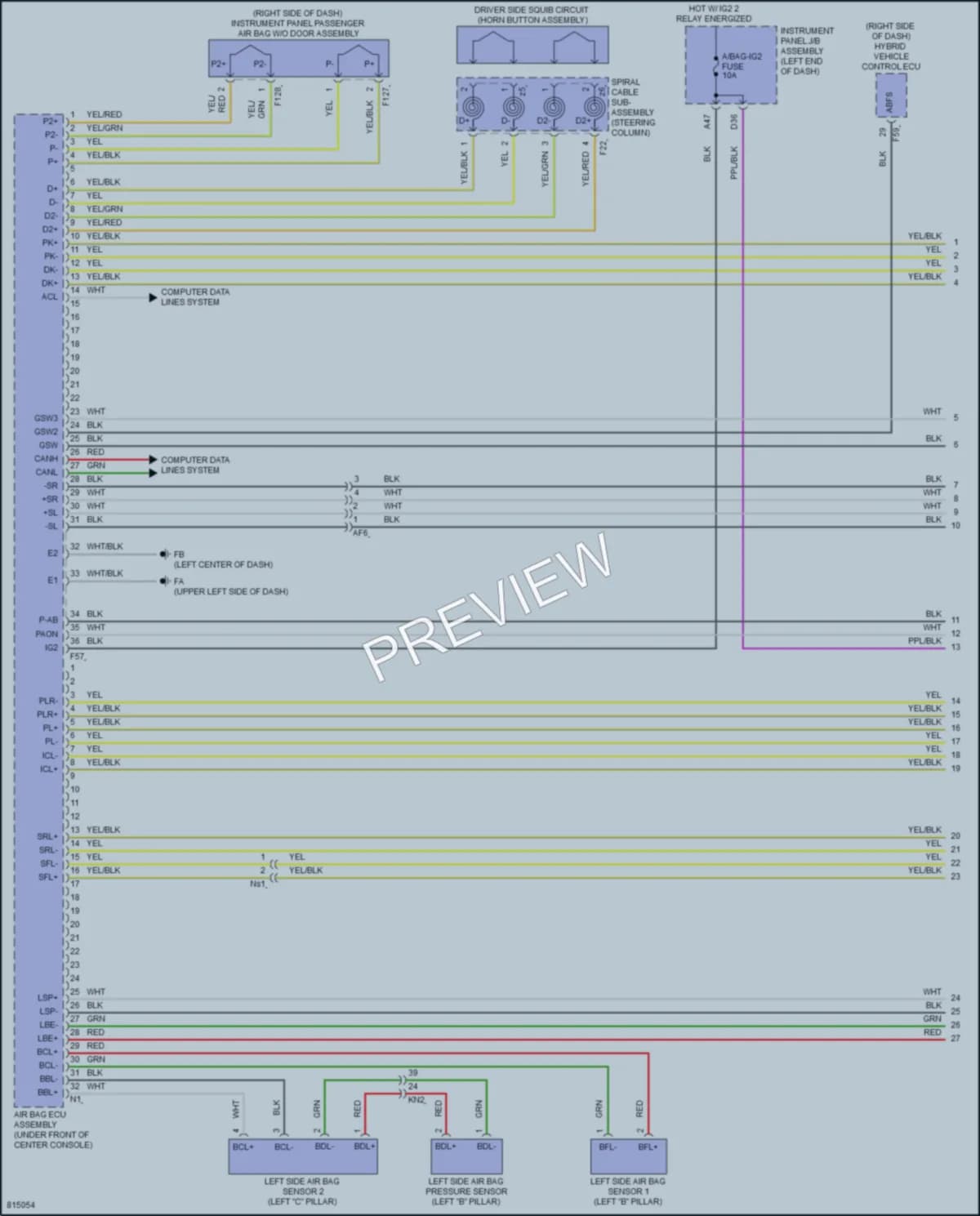 2023 Lexus UX250h Supplemental Restraints wiring diagram preview
