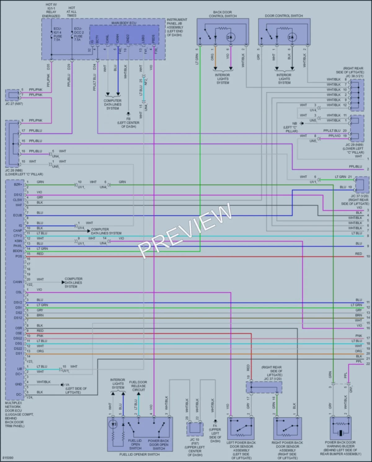 2023 Lexus UX250h Trunk Tailgate Fuel Door wiring diagram preview