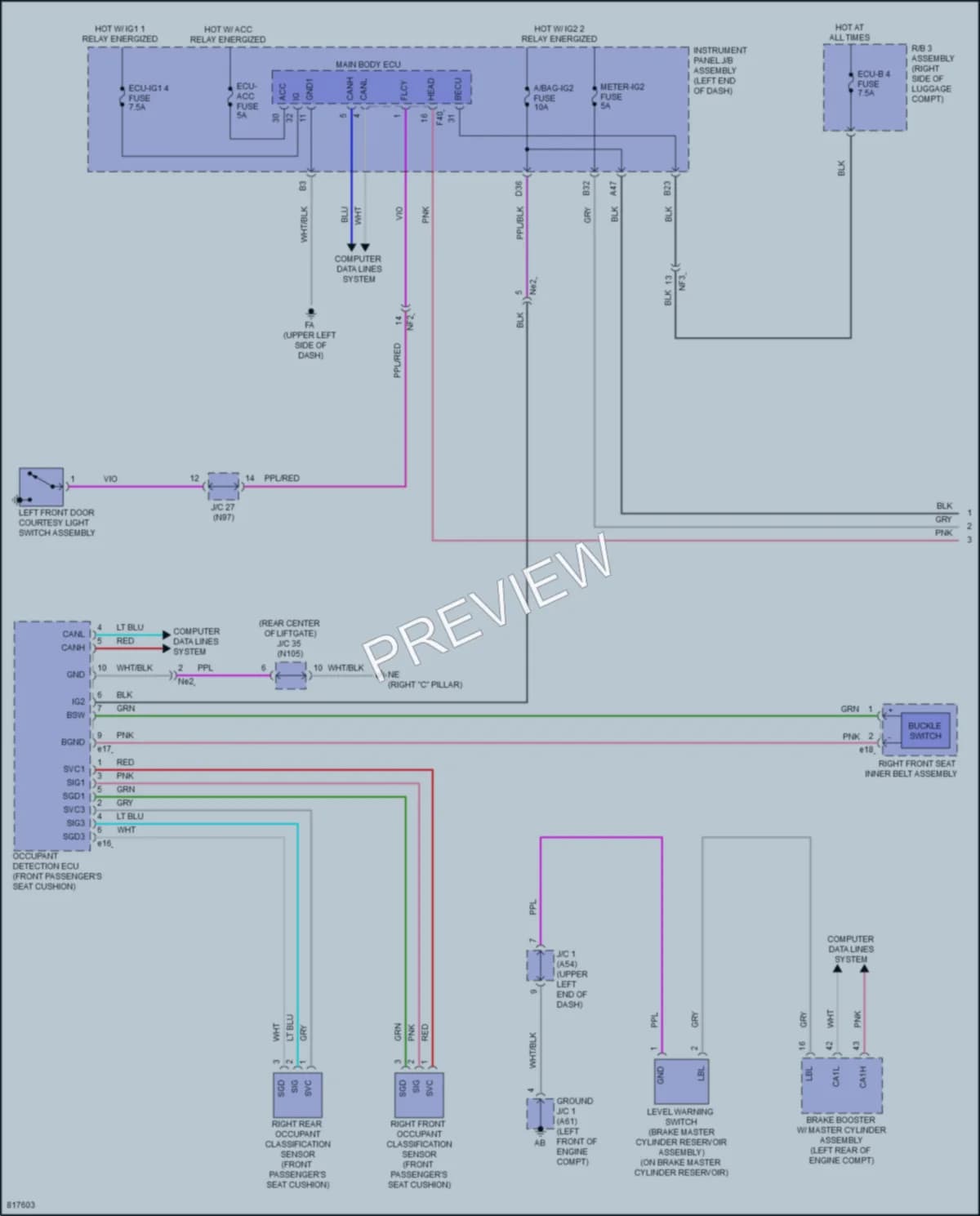 2023 Lexus UX250h Warning Systems wiring diagram preview