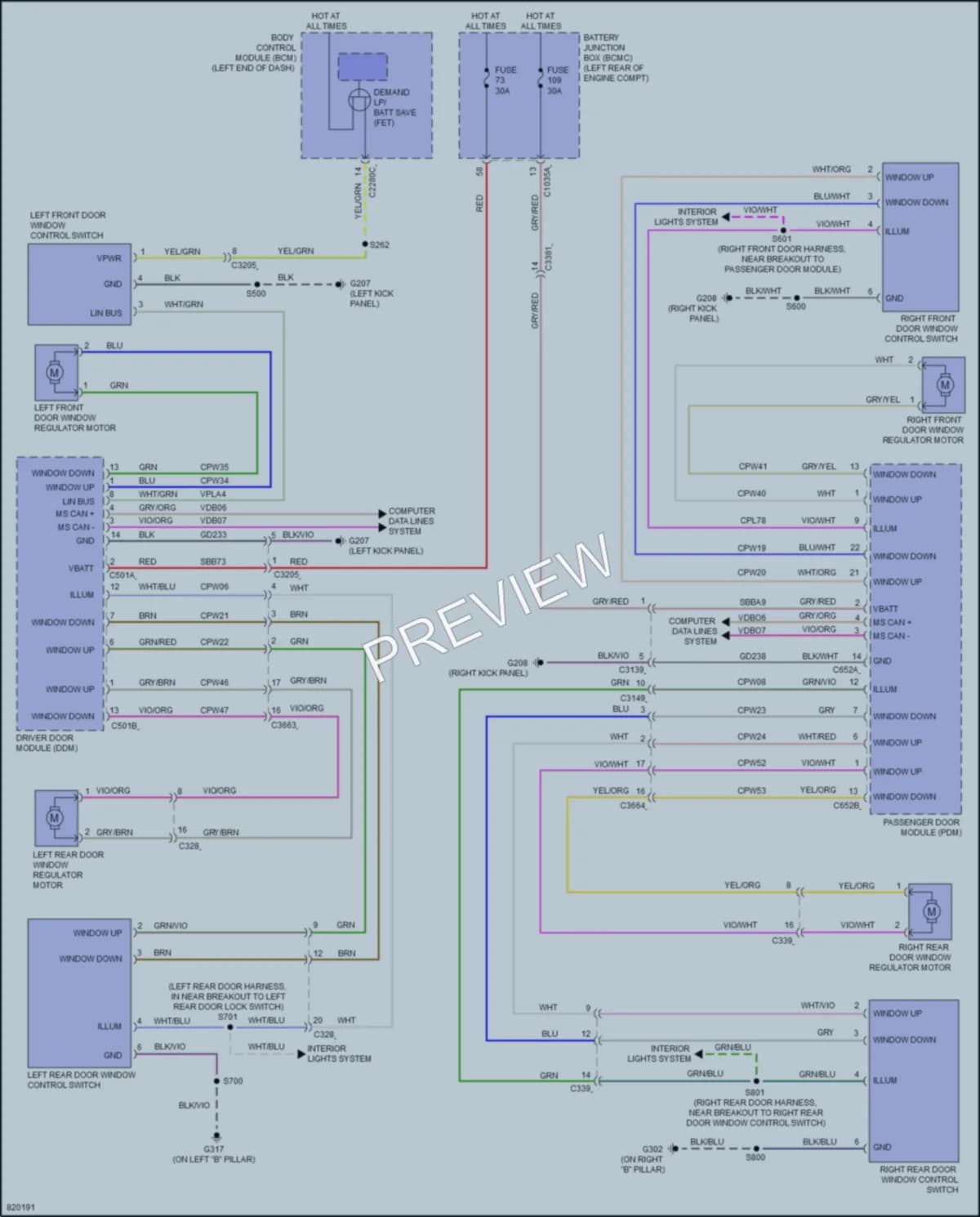 2023 Lincoln Aviator Power Windows wiring diagram preview