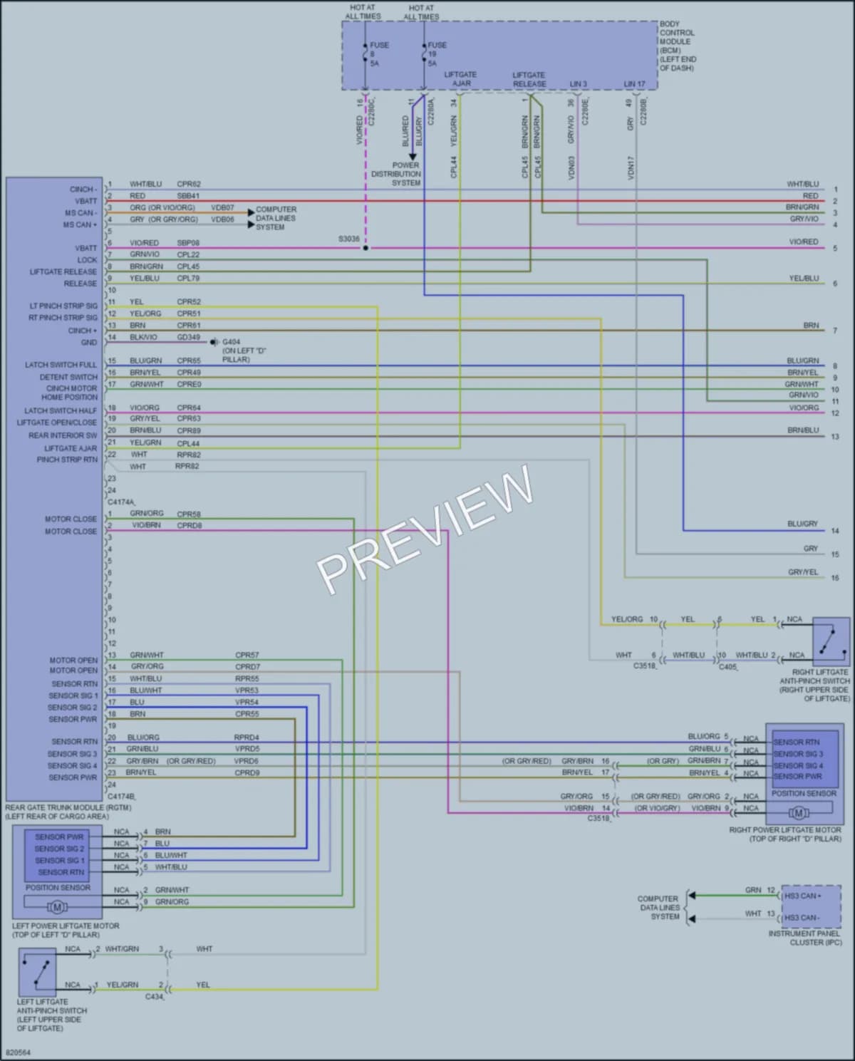 2023 Lincoln Aviator Trunk Tailgate Fuel Door wiring diagram preview
