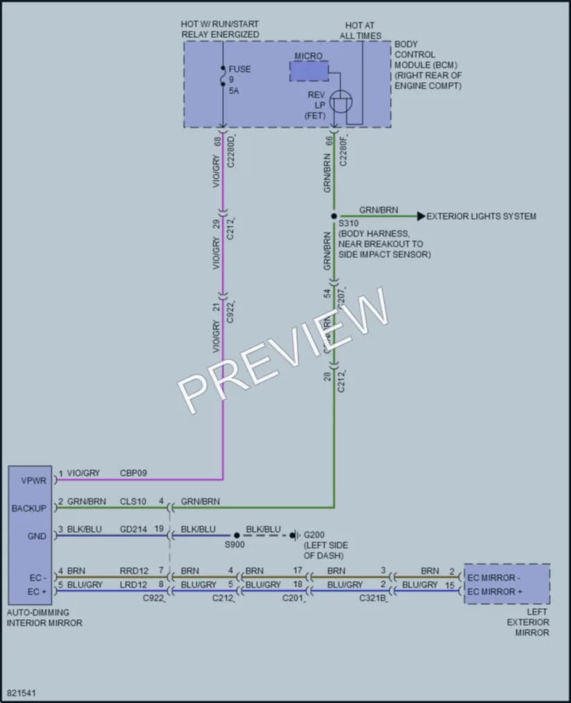 2023 Lincoln Corsair Power Mirrors wiring diagram preview