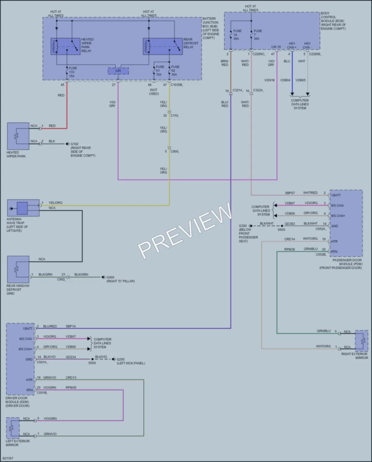 2023 Lincoln CorsairPlugIn Defoggers wiring diagram preview