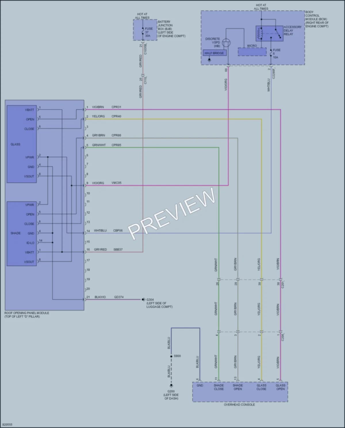2023 Lincoln CorsairPlugIn Power Top Sunroof wiring diagram preview