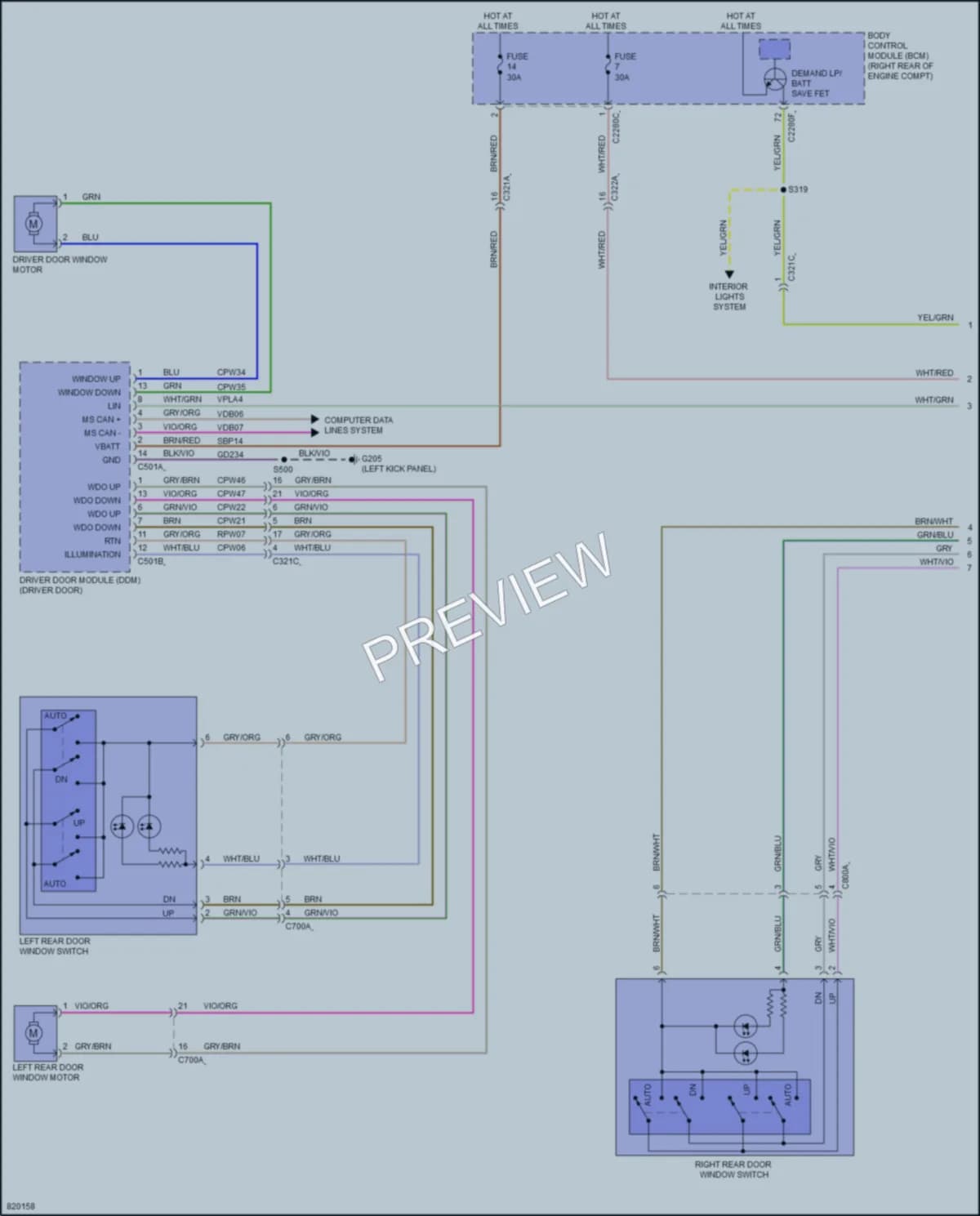 2023 Lincoln CorsairPlugIn Power Windows wiring diagram preview
