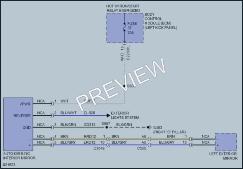 2023 Lincoln Nautilus Power Mirrors wiring diagram preview