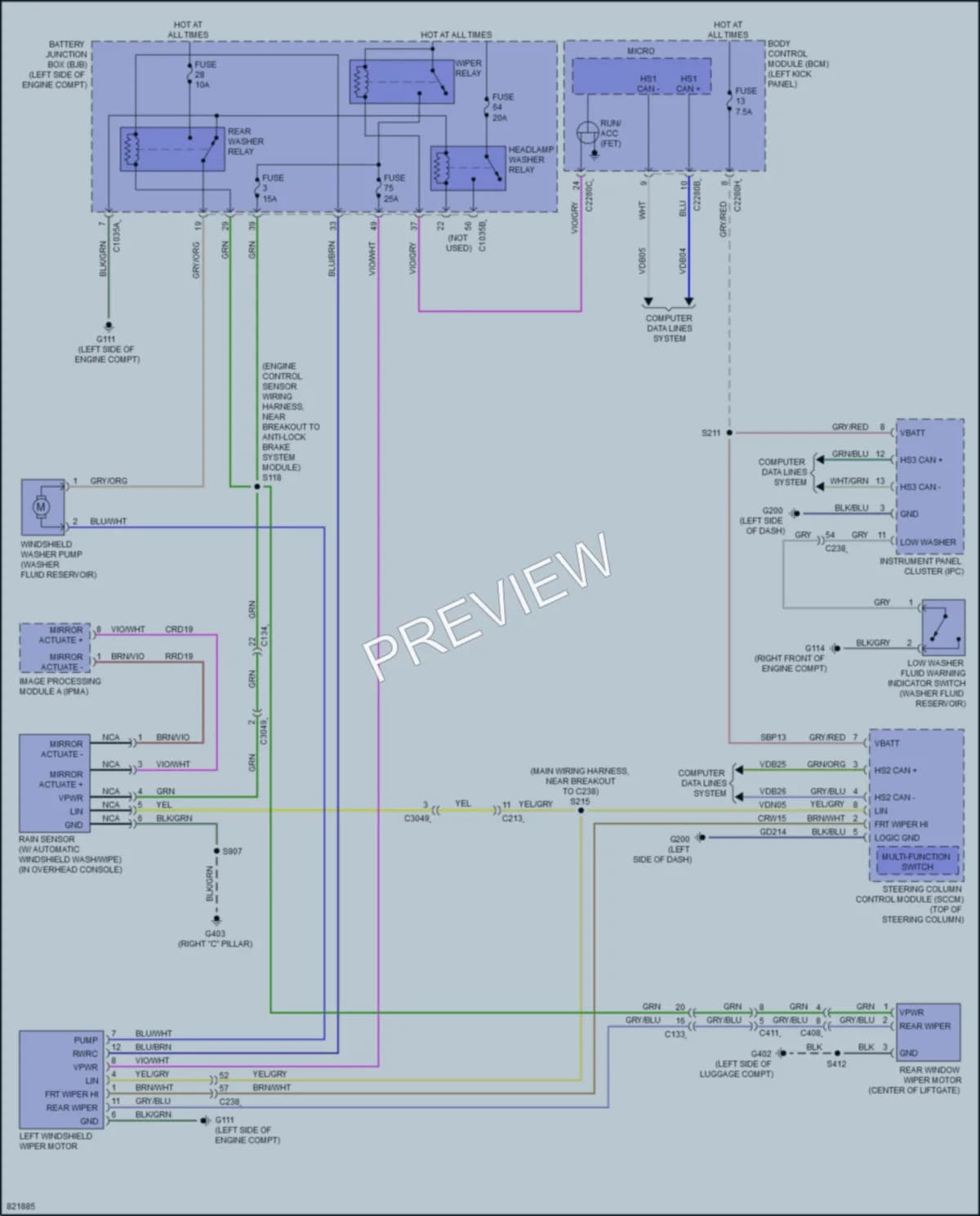 2023 Lincoln Nautilus Wiper Washer wiring diagram preview