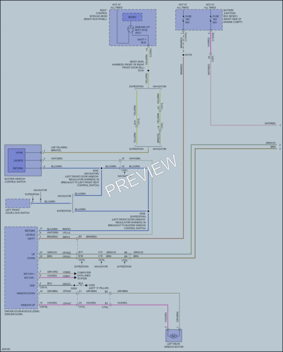 2023 Lincoln NavigatorL Power Windows wiring diagram preview