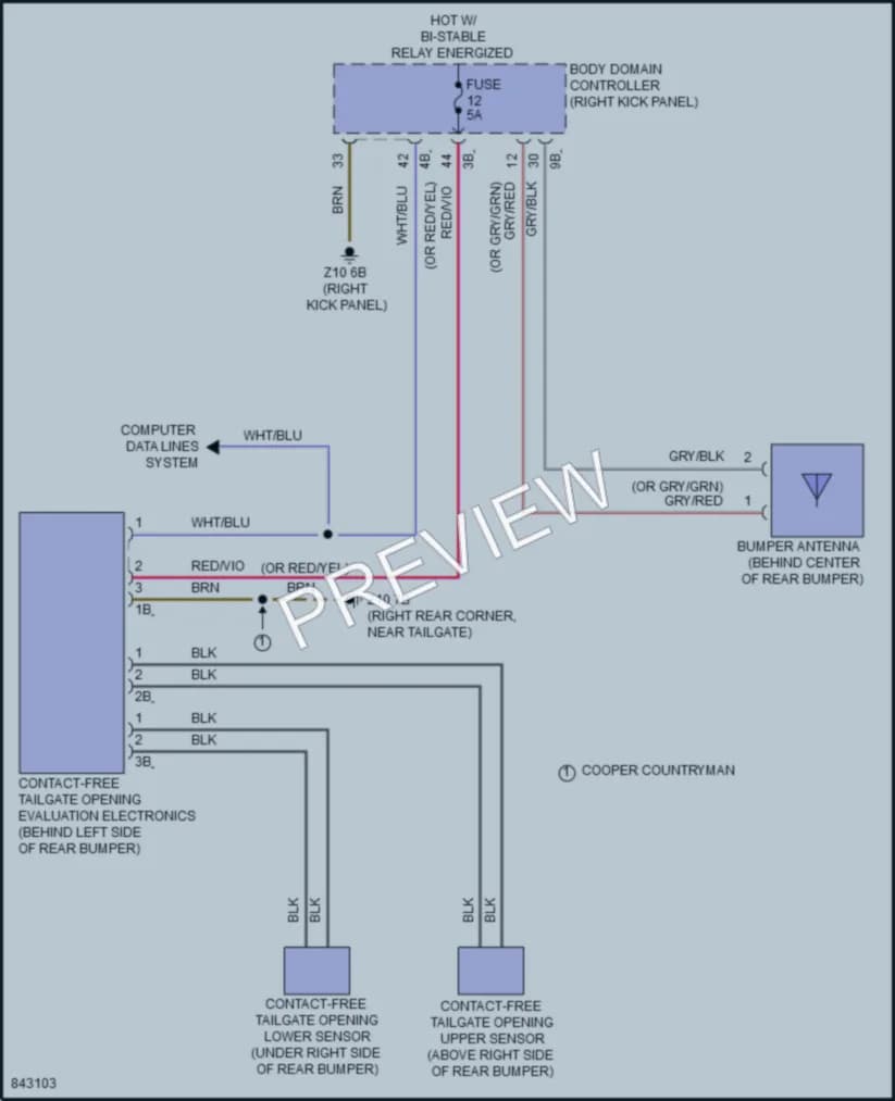 2023 MINI Cooper Trunk Tailgate Fuel Door wiring diagram preview