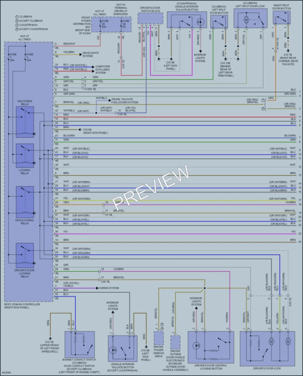 2023 MINI CooperClubman Power Door Locks wiring diagram preview