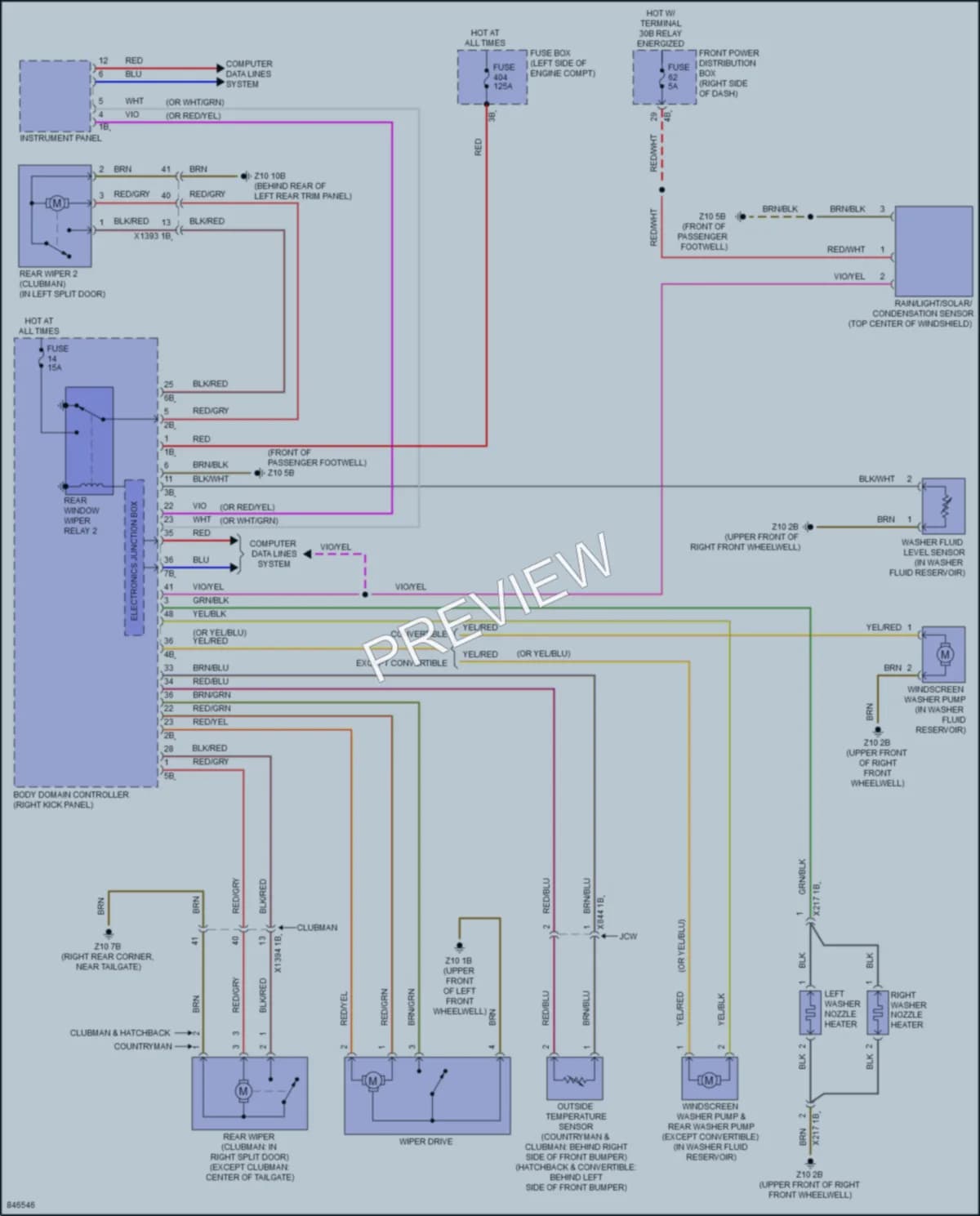 2023 MINI CooperCountryman Wiper Washer wiring diagram preview