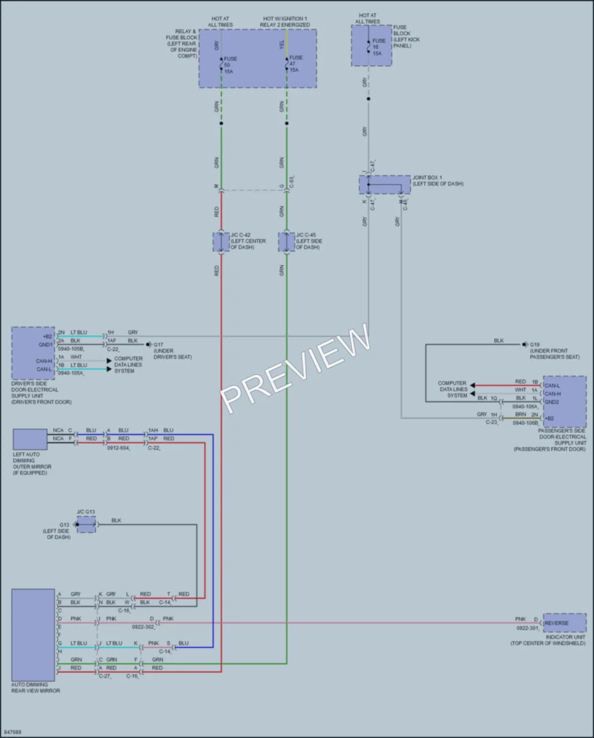 2023 Mazda CX30 Power Mirrors wiring diagram preview
