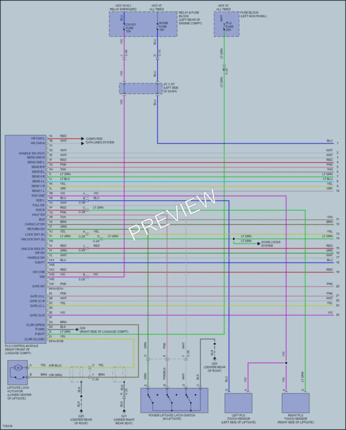2023 Mazda CX5 Trunk Tailgate Fuel Door wiring diagram preview