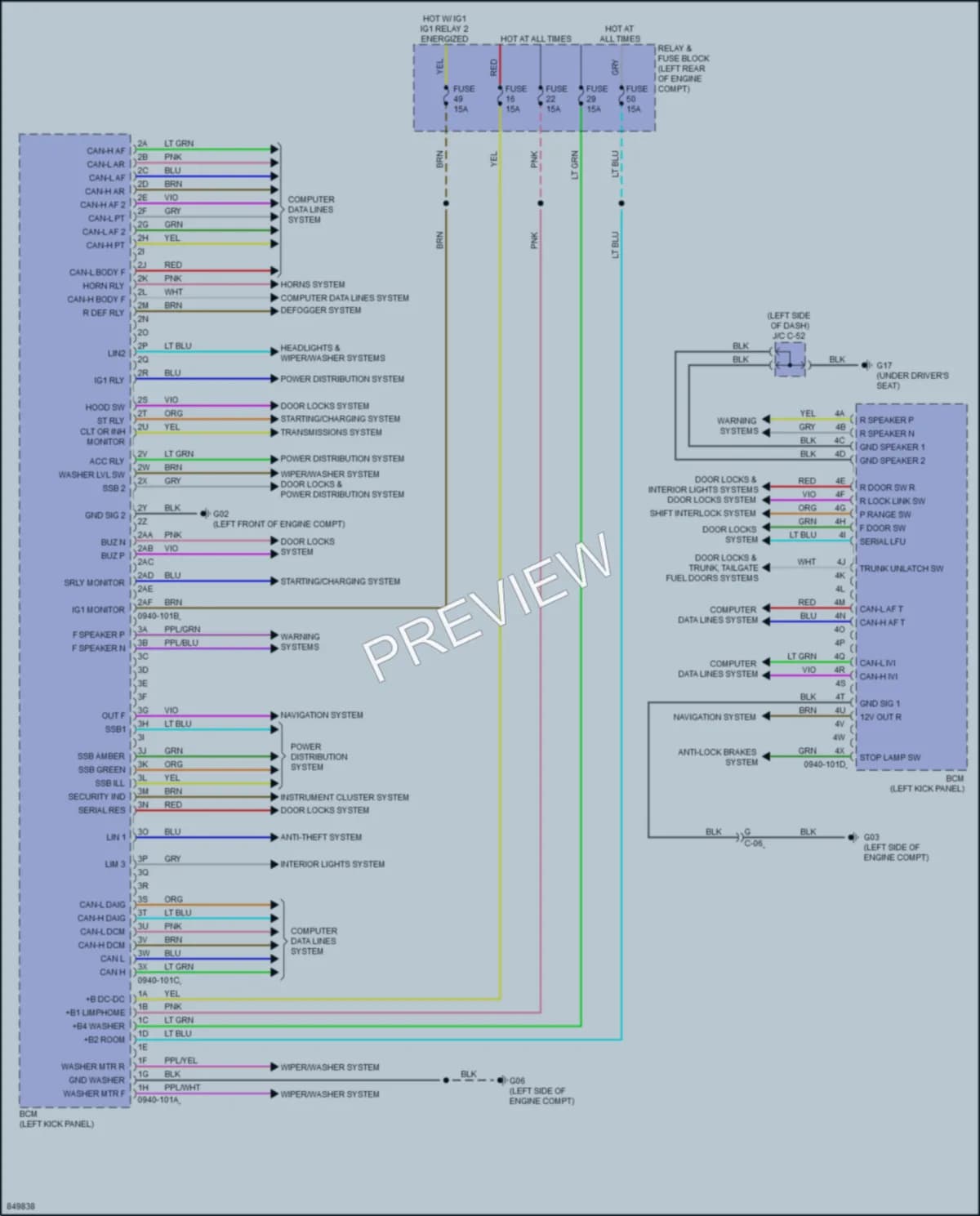 2023 Mazda CX50 Body Control Modules wiring diagram preview