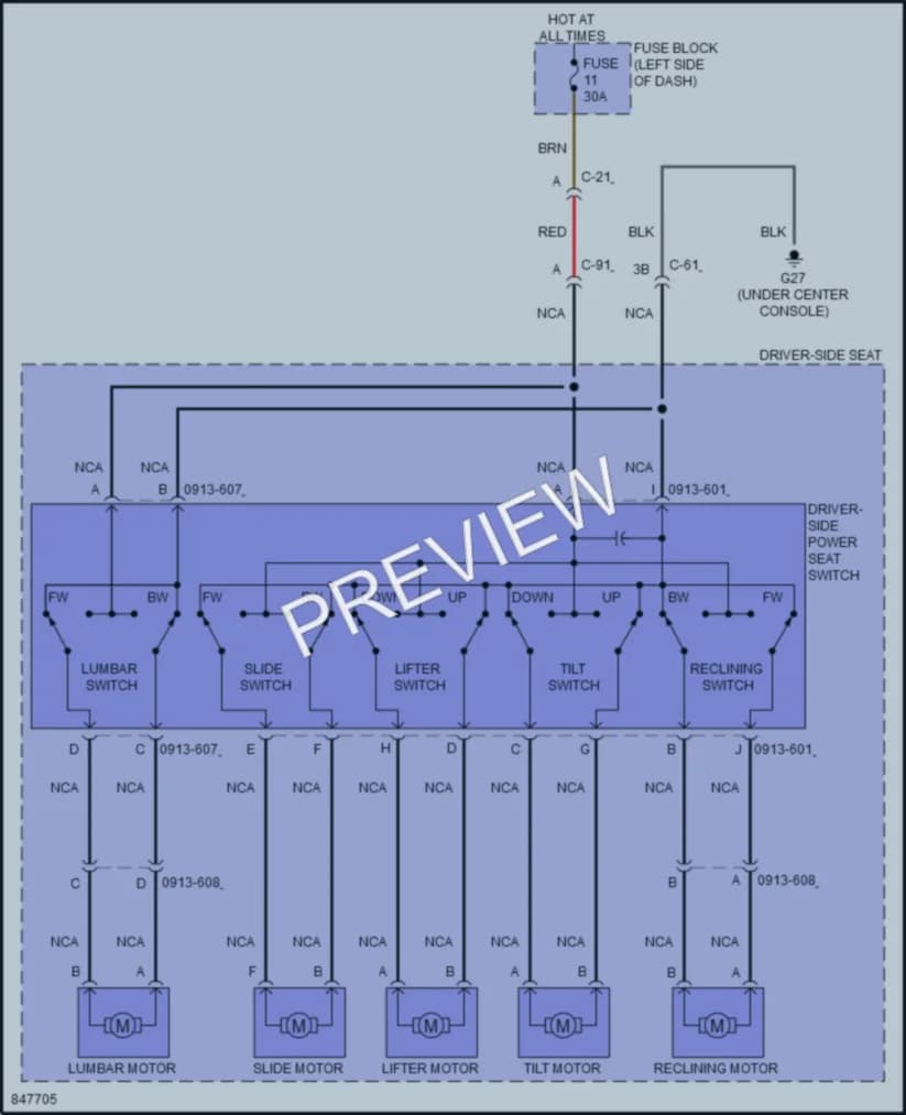 2023 Mazda CX50 Power Seats wiring diagram preview