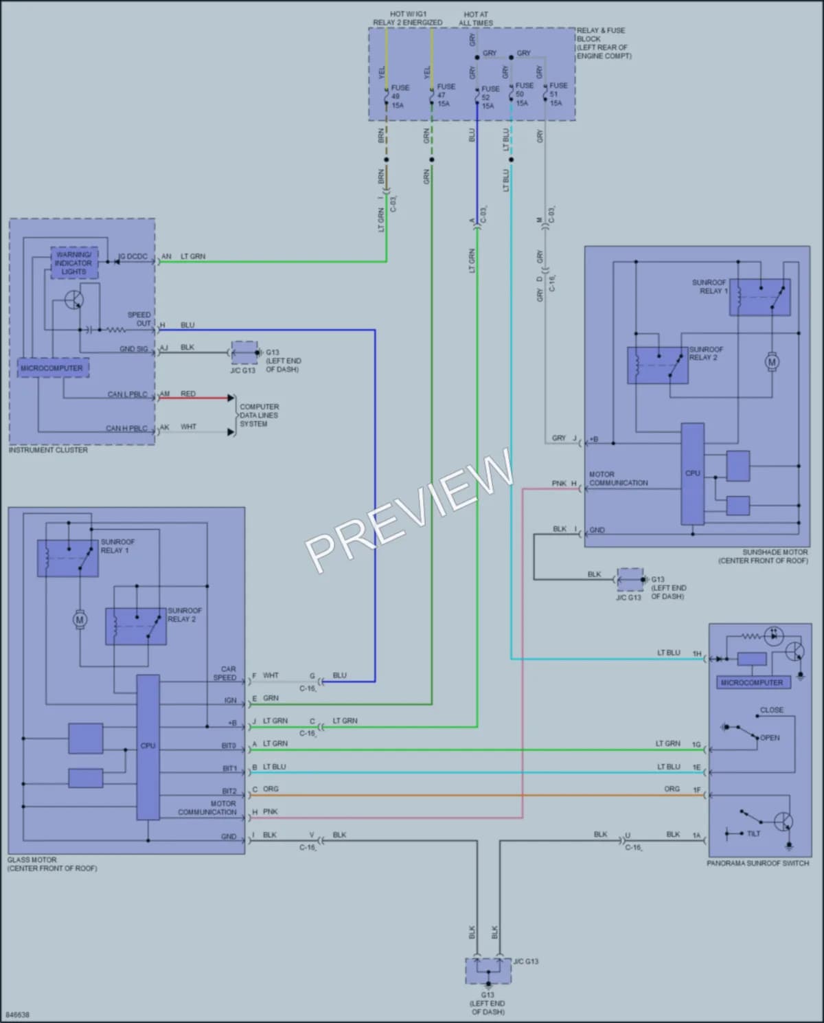2023 Mazda CX50 Power Top Sunroof wiring diagram preview