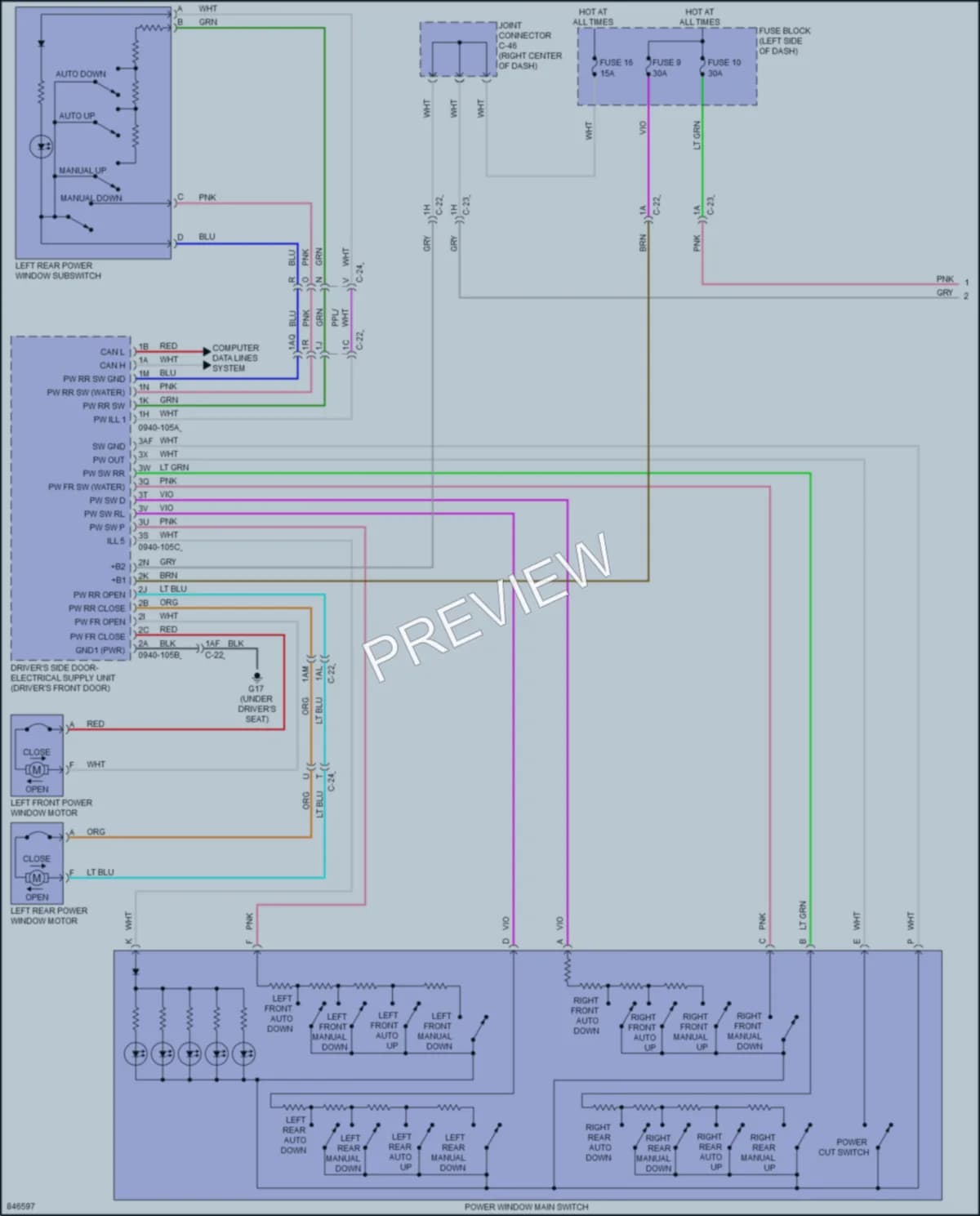 2023 Mazda CX50 Power Windows wiring diagram preview