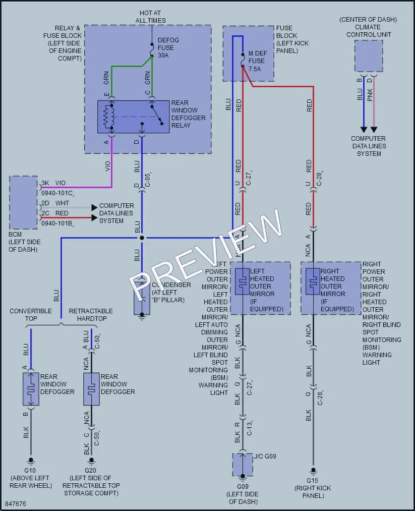 2023 Mazda MX5Miata Defoggers wiring diagram preview