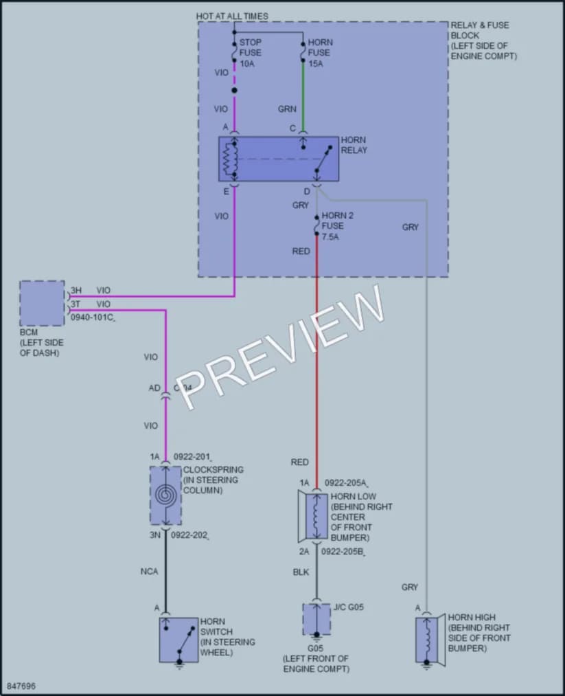 2023 Mazda MX5Miata Horn wiring diagram preview
