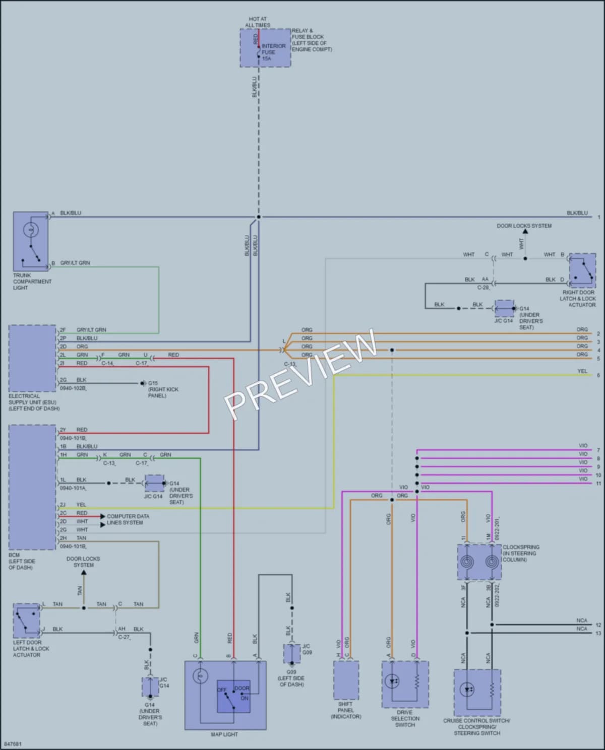 2023 Mazda MX5Miata Interior Lights wiring diagram preview