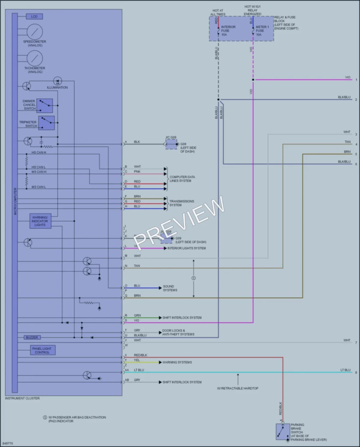 2023 Mazda MX5MiataRF Instrument Cluster wiring diagram preview