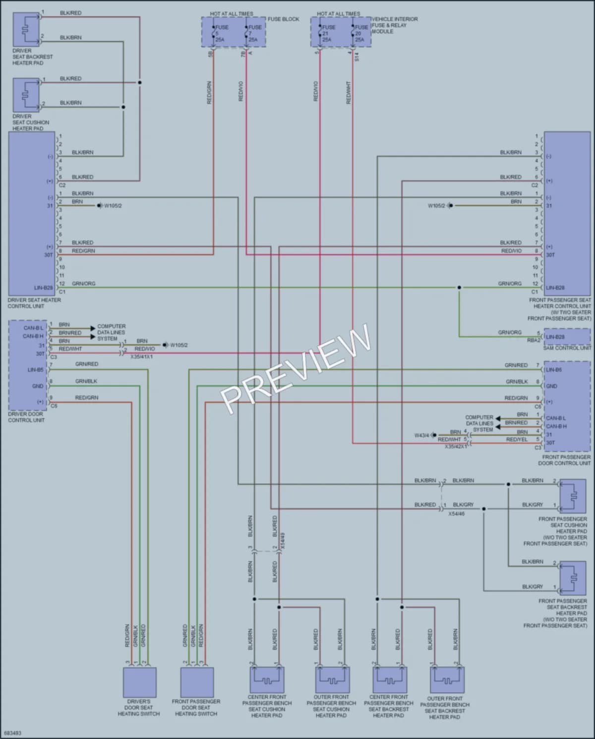 2023 MercedesBenz 2500Sprinter Power Seats wiring diagram preview