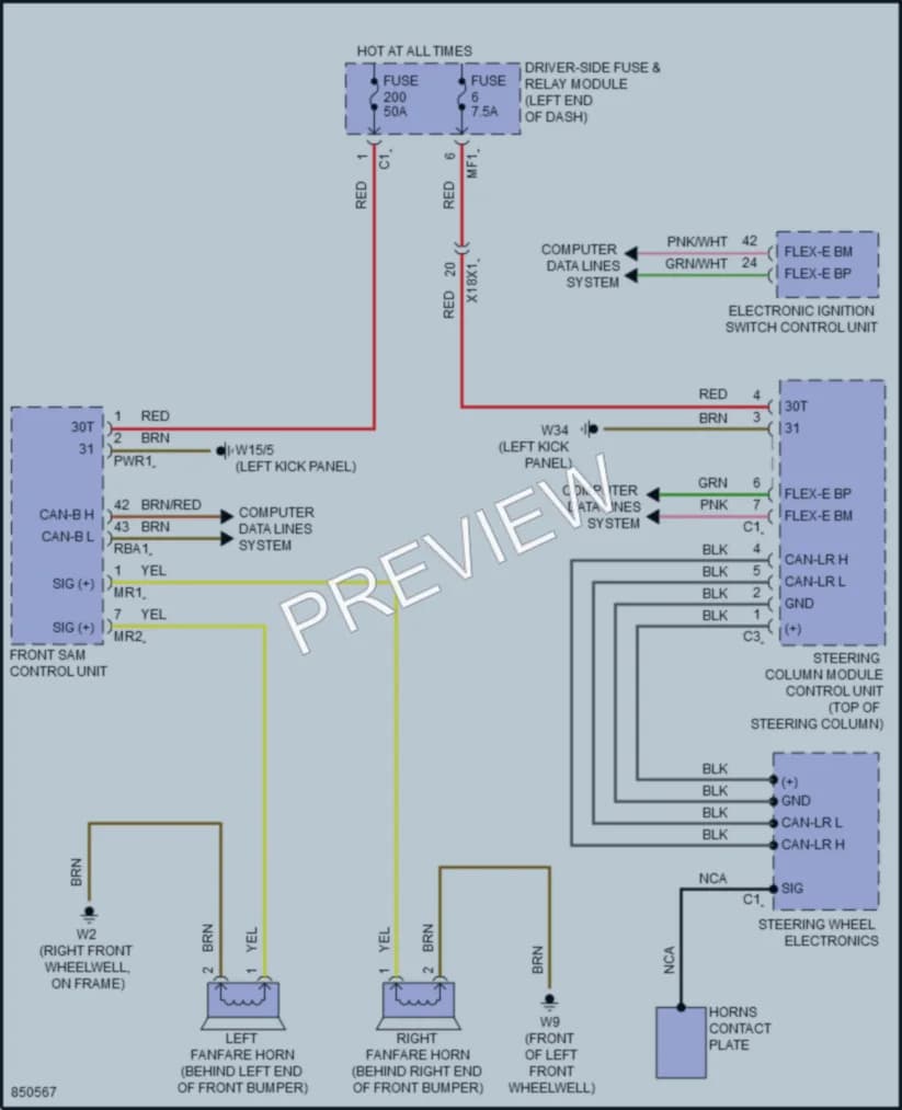 2023 MercedesBenz C300 Horn wiring diagram preview