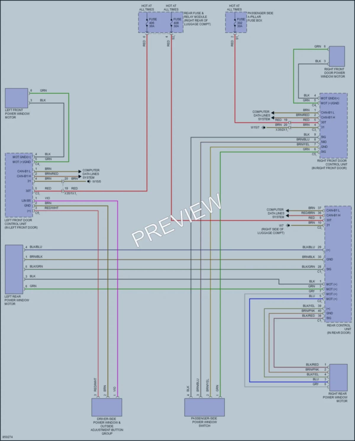 2023 MercedesBenz C300 Power Windows wiring diagram preview