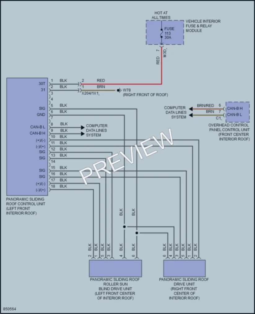2023 MercedesBenz CLA250 Power Top Sunroof wiring diagram preview