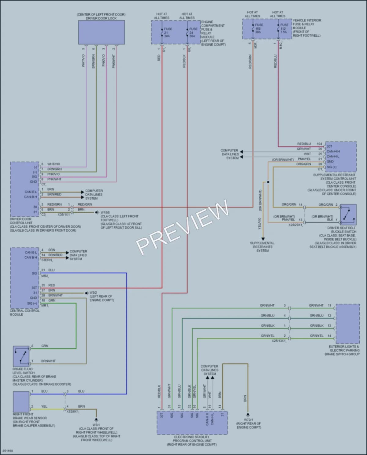2023 MercedesBenz CLA250 Warning Systems wiring diagram preview